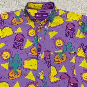 Chubbies Taco Bell Print Short Sleeve Button Down Men's Shirt Size XL